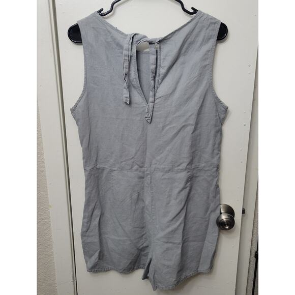 Junk Food X Disney Gray Embroidered Mickey Mouse Linen Blend Shorts Romper Med - Picture 2 of 9